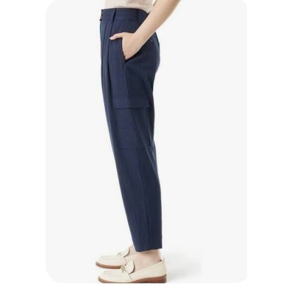 Sam Edelman Laila Pants Pinstripe Elastic Waist Pockets Viscos Nylon Size 16 - Picture 2 of 16